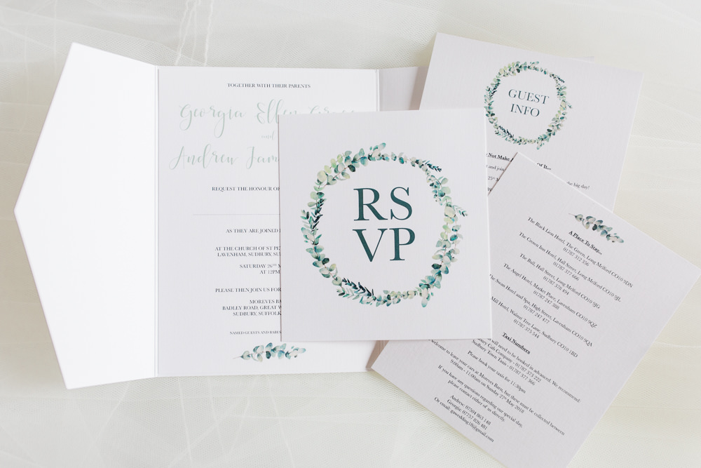 Invitation Stationery Wreath Modern Calligraphy Moreves Barn Wedding Gemma Giorgio Photography