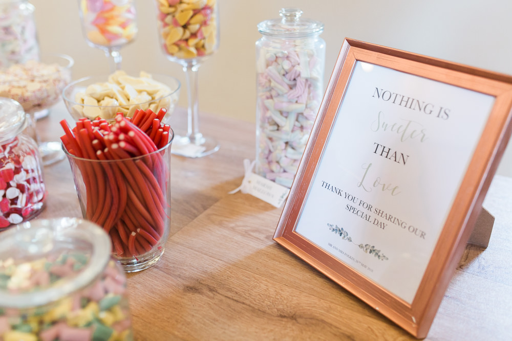 Sweet Table Pick n Mix Copper Frame Moreves Barn Wedding Gemma Giorgio Photography