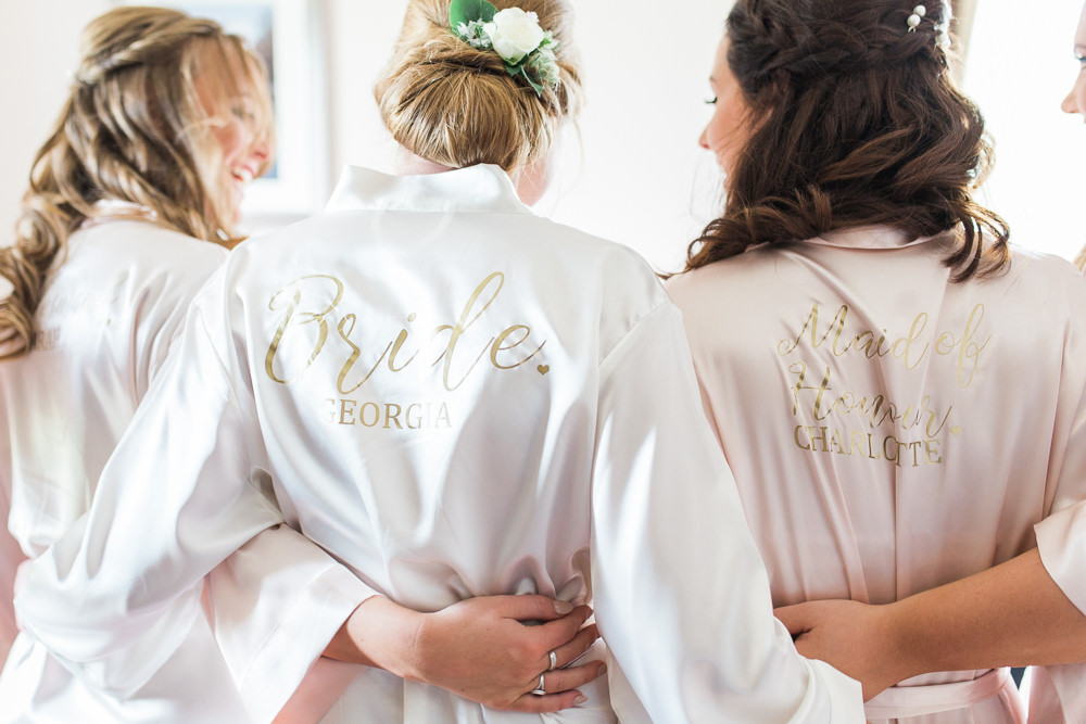 Bride Bridal Bridesmaids Silk Robe Moreves Barn Wedding Gemma Giorgio Photography