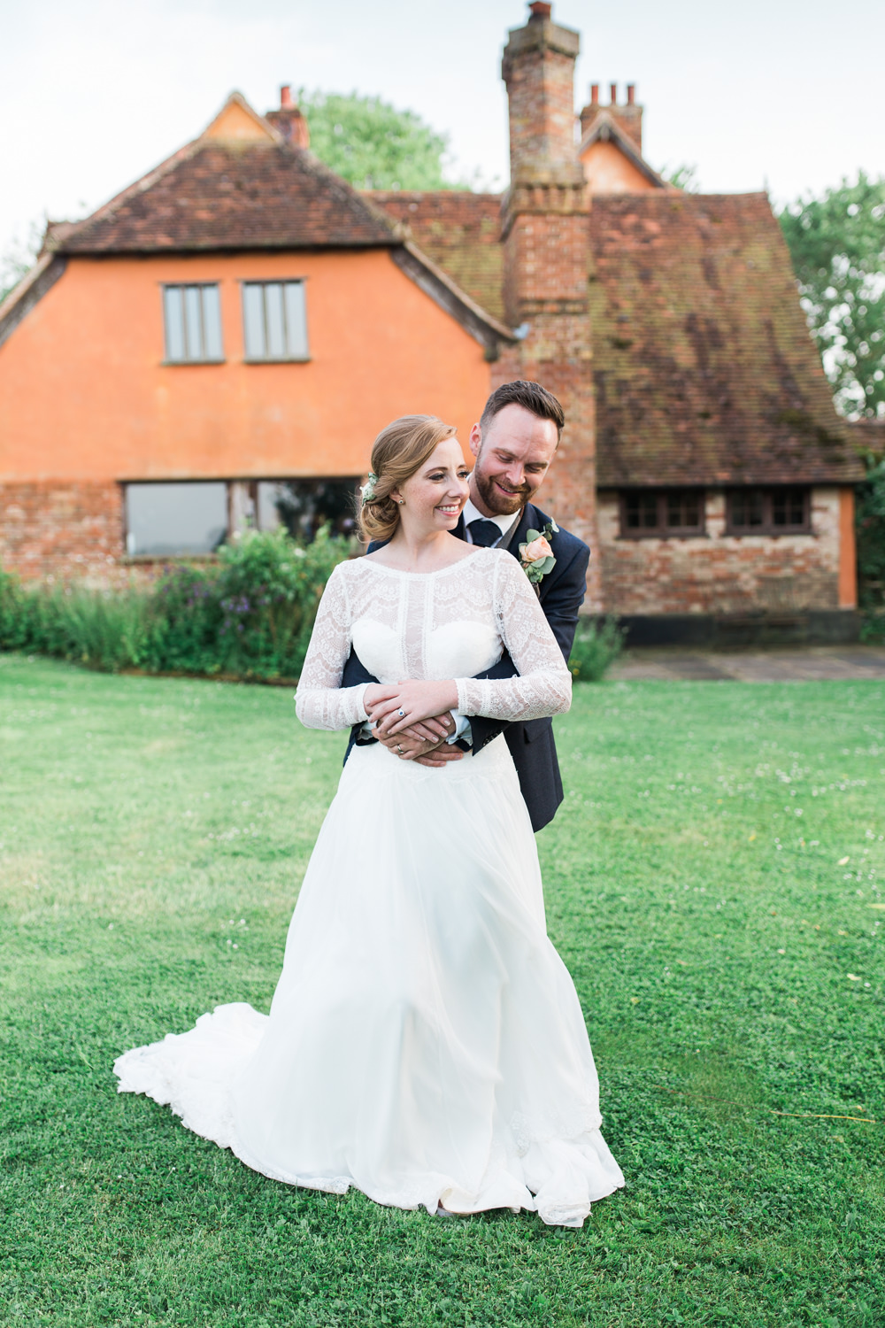 Bride Bridal Maggie Sottero Lace Long Sleeves A Line Navy Groom Suit Moreves Barn Wedding Gemma Giorgio Photography