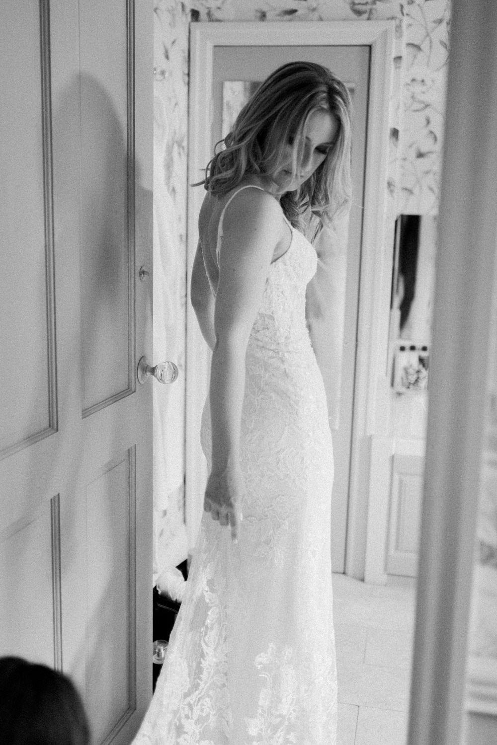 Limor Rosen Lace Dress Gown Bride Bridal Straps Lace Sequin Pheasant Harome Wedding Yorkshire Arabella Smith Photography