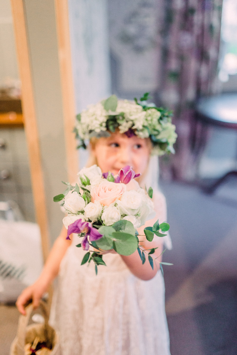 Bouquet Flowers Bride Bridal Flower Girl Rose Greenery Foliage Eucalyptus Pheasant Harome Wedding Yorkshire Arabella Smith Photography