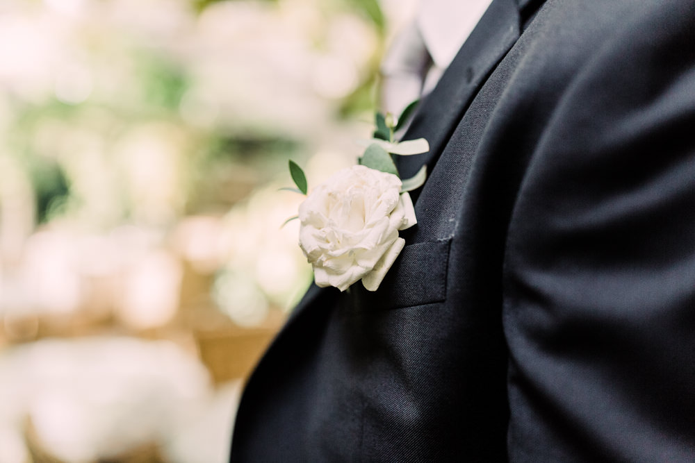 White Rose Buttonhole Groom Pheasant Harome Wedding Yorkshire Arabella Smith Photography