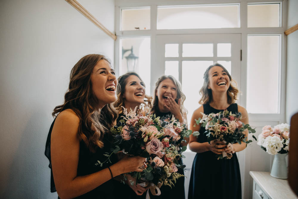 Navy Bridesmaids Bouquets Multicolour Railway Barn Wedding Lottie Photography
