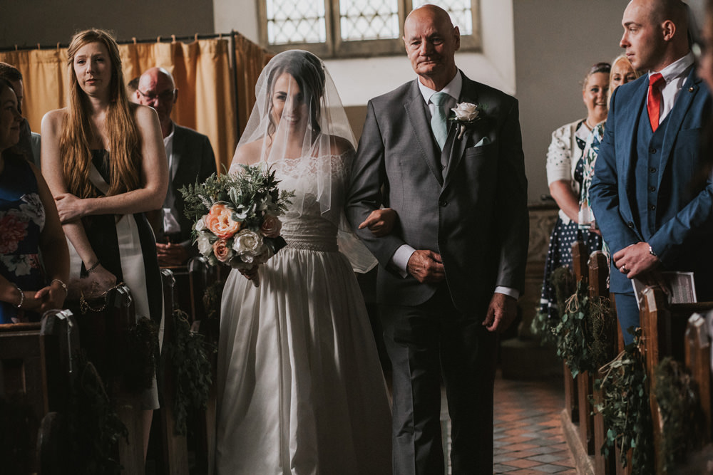 Outdoor Farm Field Rustic Garden Marquee Aisle Ceremony Foliage Runner Bride Bouquet Father | Fun and Relaxed Scrivelsby Walled Garden Wedding Brook Rose Photography