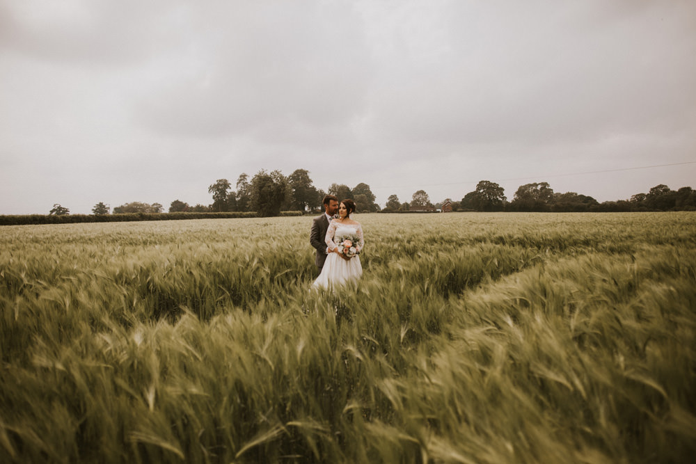 Outdoor Farm Field Wheat Rustic Garden Marquee Bride Bouquet Groom Lace Dress | Fun and Relaxed Scrivelsby Walled Garden Wedding Brook Rose Photography
