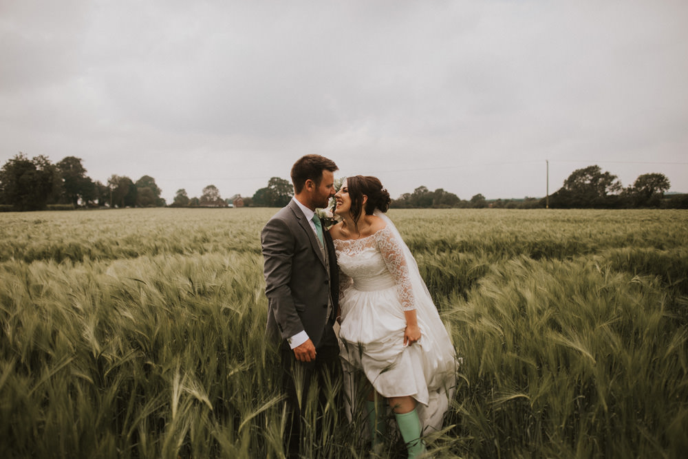 Outdoor Farm Field Wheat Rustic Garden Marquee Bride Bouquet Groom Lace Dress | Fun and Relaxed Scrivelsby Walled Garden Wedding Brook Rose Photography