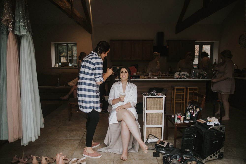 Outdoor Farm Field Rustic Garden Marquee Bride Morning Prep Natural Make-up | Fun and Relaxed Scrivelsby Walled Garden Wedding Brook Rose Photography