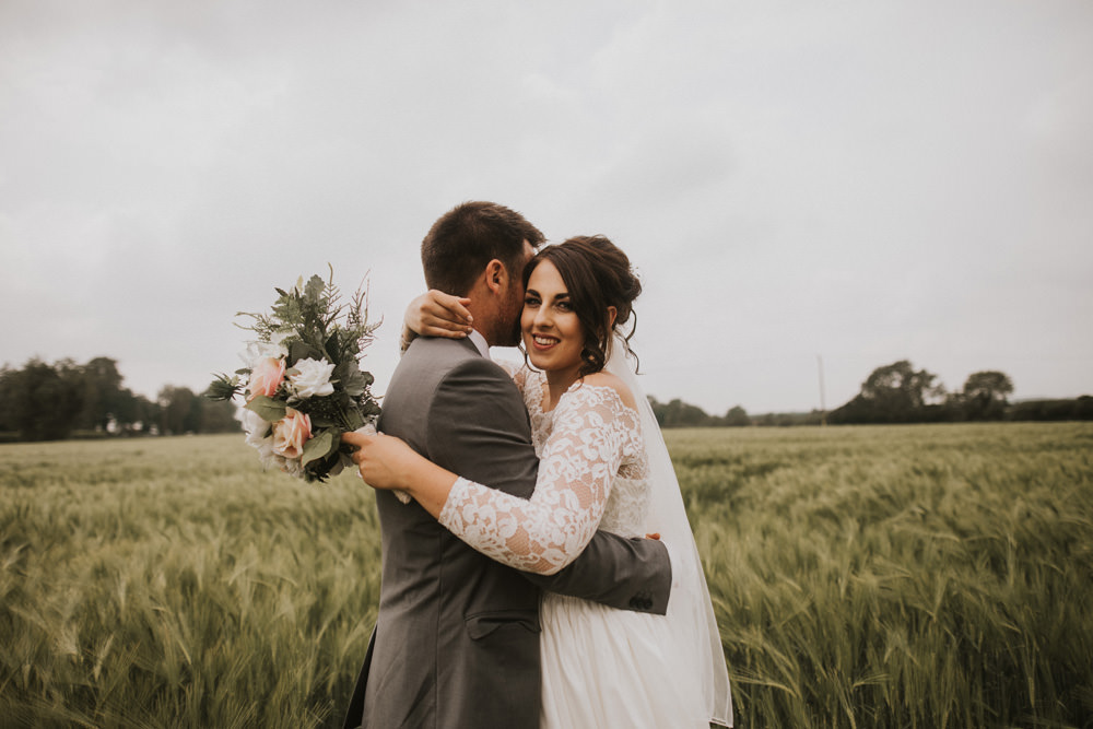 Outdoor Farm Field Wheat Rustic Garden Marquee Bride Bouquet Groom Lace Dress | Fun and Relaxed Scrivelsby Walled Garden Wedding Brook Rose Photography