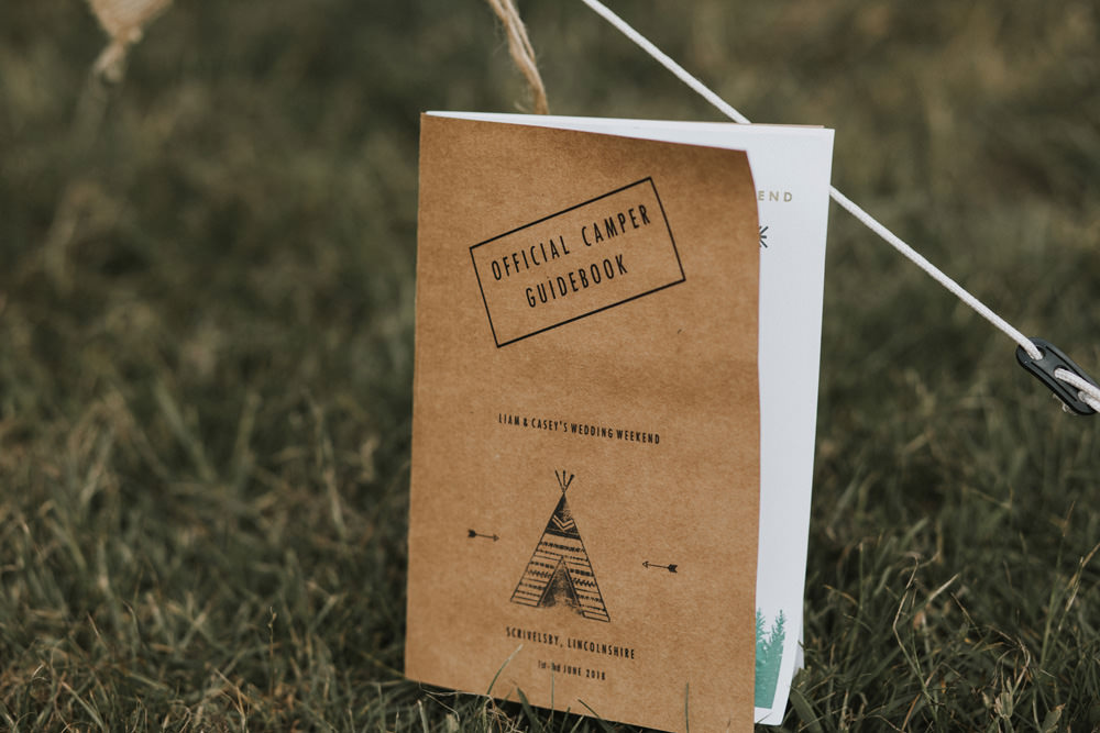 Outdoor Farm Field Wheat Rustic Garden Marquee Camper Guidebook Stationery | Fun and Relaxed Scrivelsby Walled Garden Wedding Brook Rose Photography