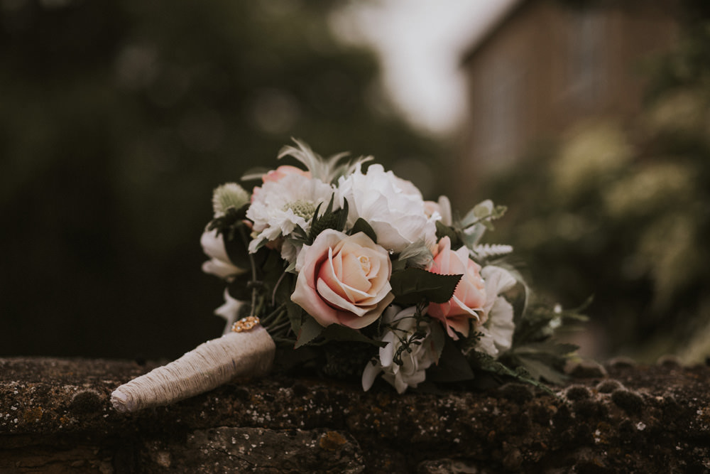 Outdoor Farm Field Rustic Garden Marquee Bridal Bouquet Faux Flowers Pink White Green | Fun and Relaxed Scrivelsby Walled Garden Wedding Brook Rose Photography
