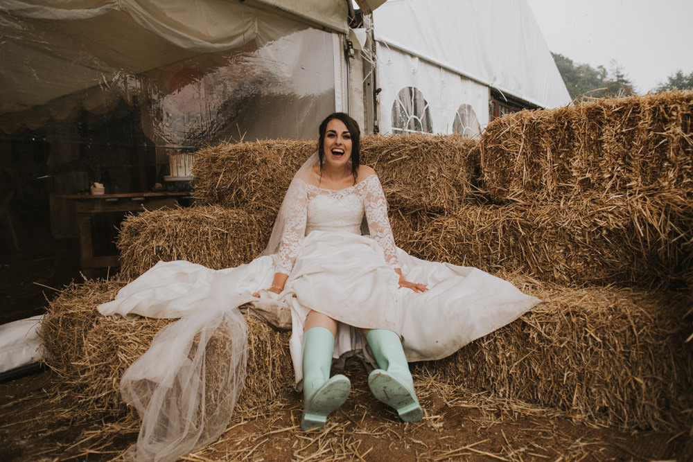 Outdoor Farm Field Wheat Rustic Garden Marquee Bell Tents Bride Hay Bales | Fun and Relaxed Scrivelsby Walled Garden Wedding Brook Rose Photography