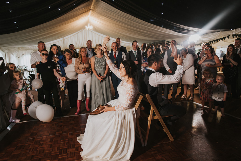 Outdoor Farm Field Wheat Rustic Garden Marquee Dance Floor Mr and Mrs Shoe Game Bride Groom | Fun and Relaxed Scrivelsby Walled Garden Wedding Brook Rose Photography