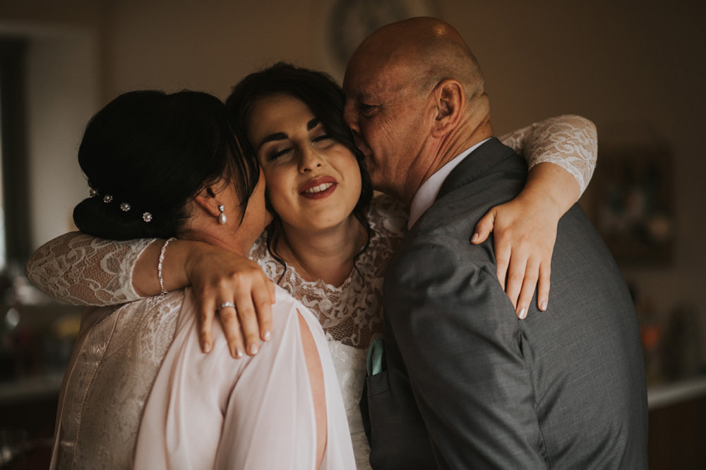 Outdoor Farm Field Rustic Garden Marquee Bride Mother Father Embrace | Fun and Relaxed Scrivelsby Walled Garden Wedding Brook Rose Photography