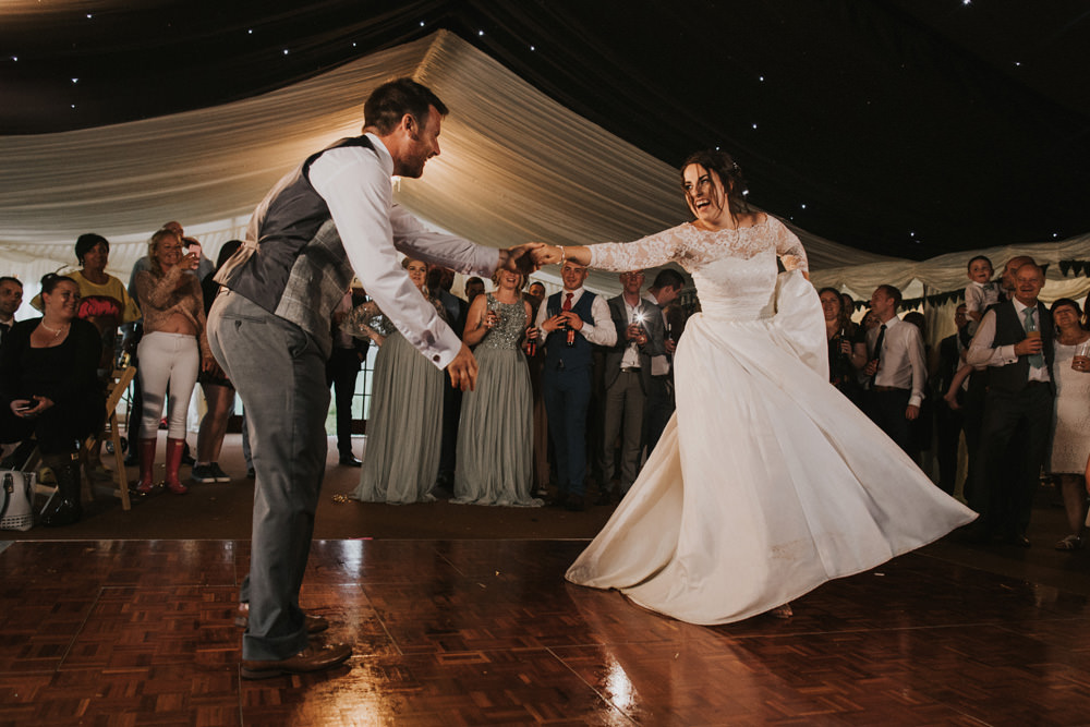 Outdoor Farm Field Wheat Rustic Garden Marquee Bride Groom First Dance | Fun and Relaxed Scrivelsby Walled Garden Wedding Brook Rose Photography