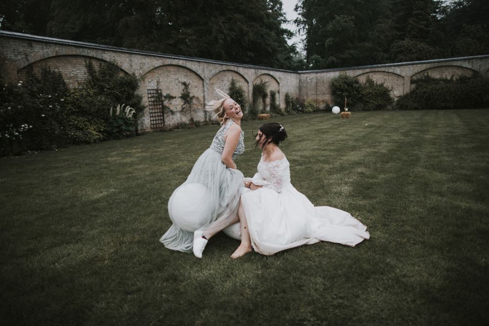 Outdoor Farm Field Wheat Rustic Garden Marquee Bride Bridesmaids Space Hoppers | Fun and Relaxed Scrivelsby Walled Garden Wedding Brook Rose Photography