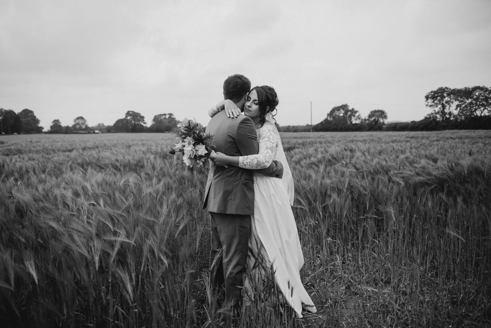 Outdoor Farm Field Wheat Rustic Garden Marquee Bride Bouquet Groom Lace Dress | Fun and Relaxed Scrivelsby Walled Garden Wedding Brook Rose Photography