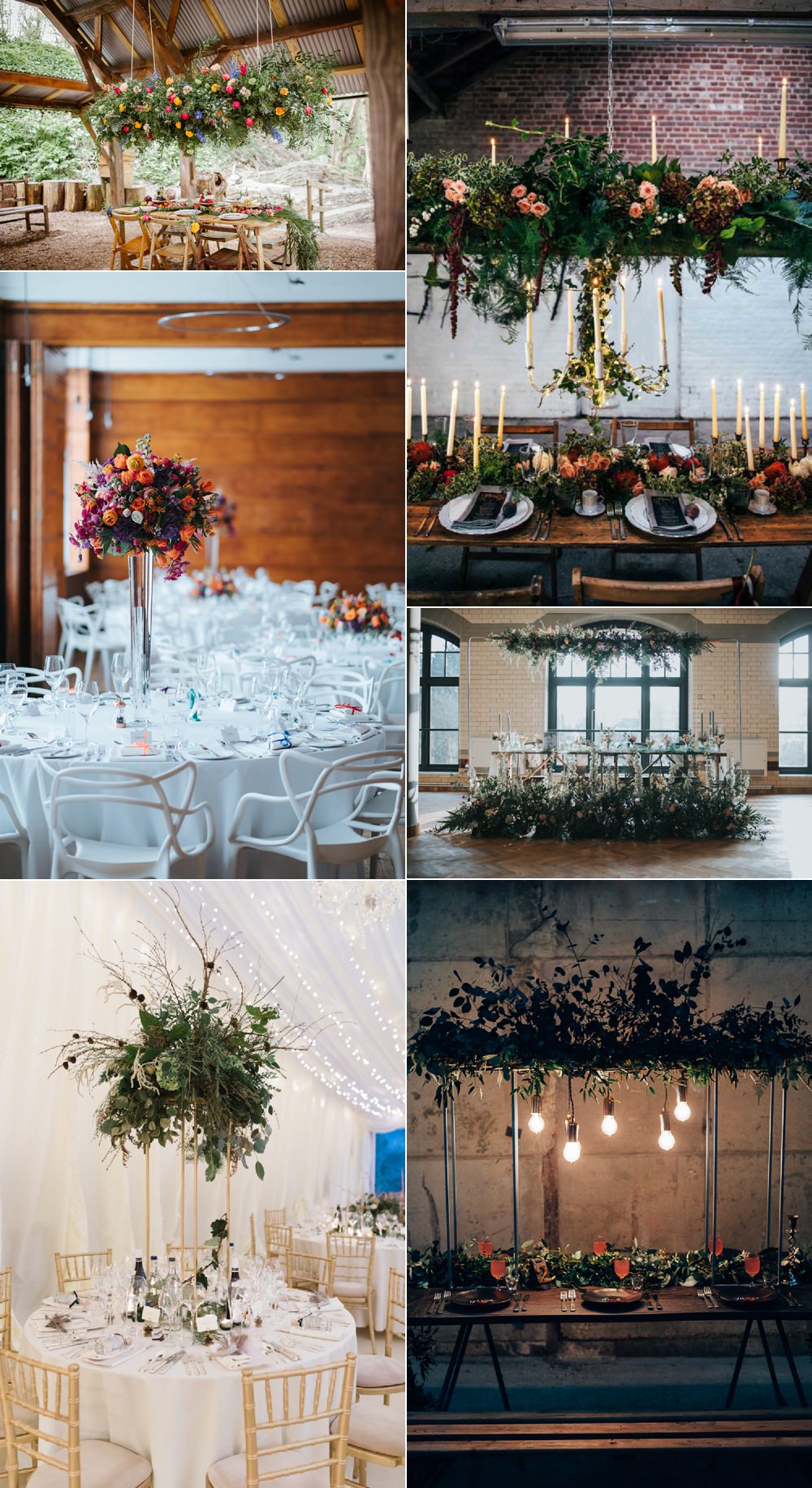Table Centrepieces Suspended Hanging Floral Flower Ideas Wedding Inspiration