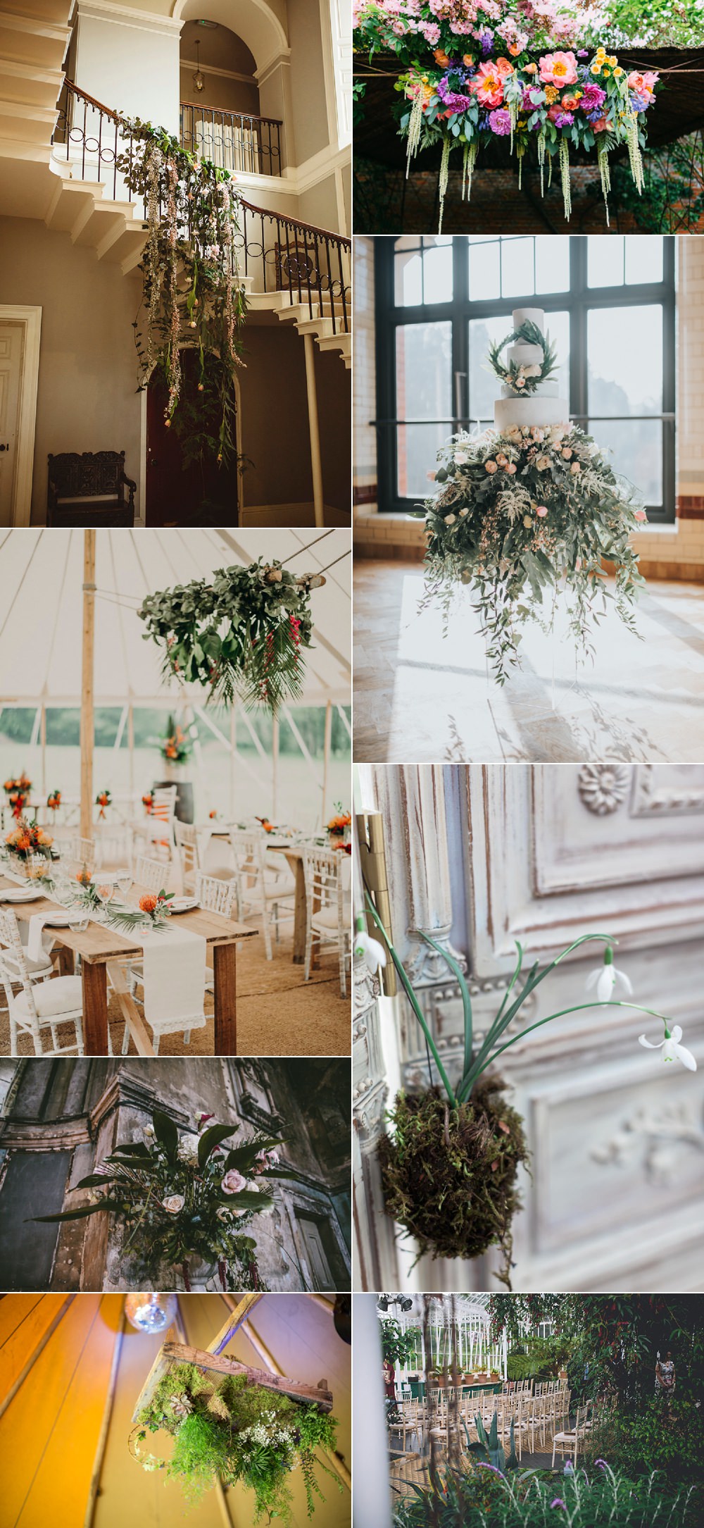 Decor Suspended Hanging Floral Flower Ideas Wedding Inspiration
