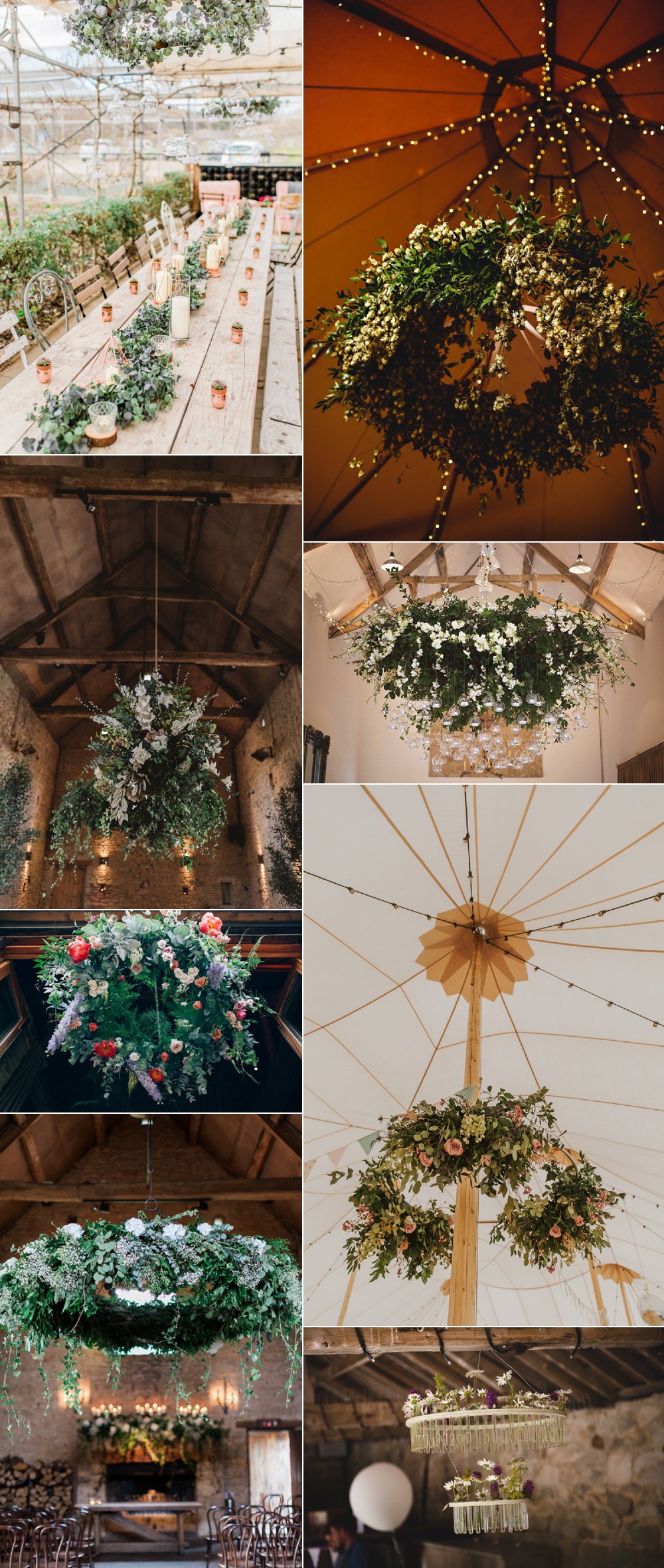 Hoops Chandeliers Suspended Hanging Floral Flower Ideas Wedding Inspiration