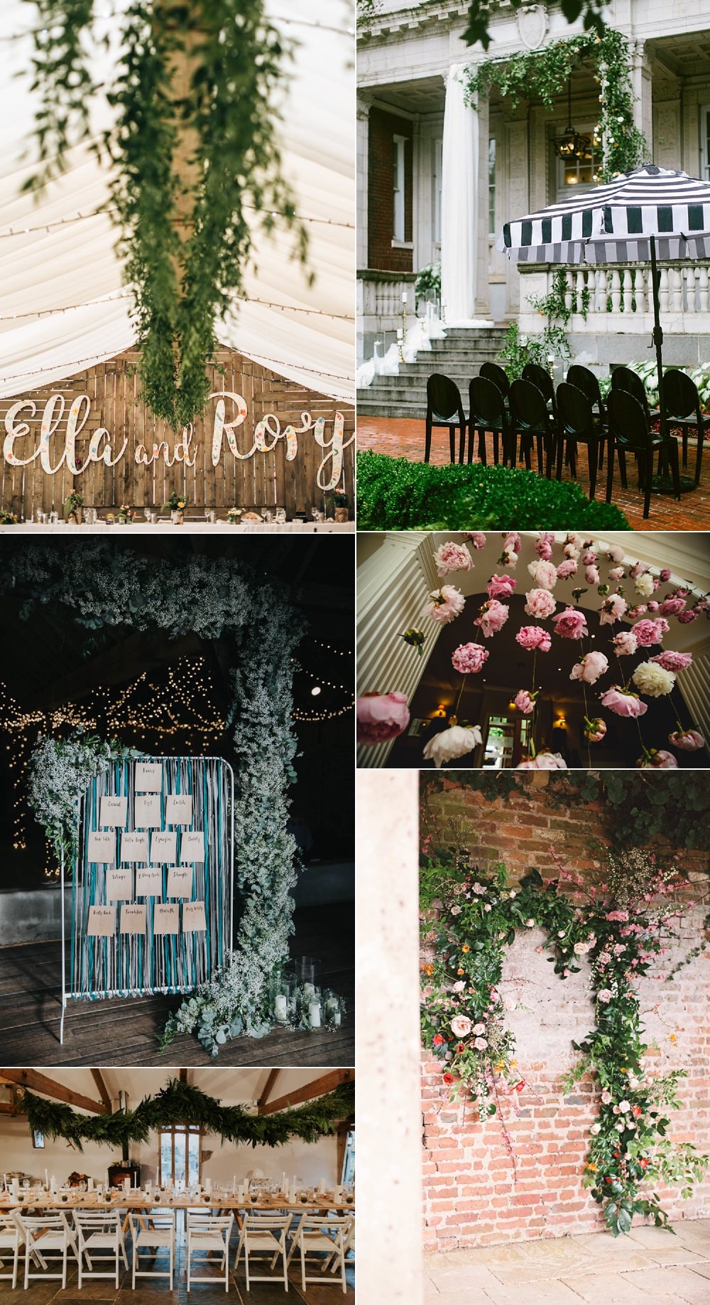 Curtains Garlands Arches Suspended Hanging Floral Flower Ideas Wedding Inspiration