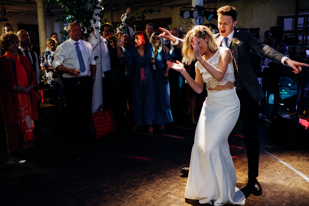 Bride Bridal Rime Arodaky Two Piece Crop Top Lace Top Skirt Peach Yellow Bouquet Reiss Groom Tanner Warehouse Wedding Marianne Chua Photography