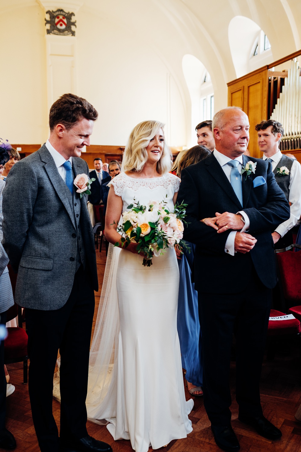 Bride Bridal Rime Arodaky Two Piece Crop Top Lace Top Skirt Peach Yellow Bouquet Reiss Groom Tanner Warehouse Wedding Marianne Chua Photography