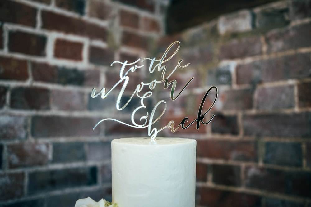 Gold Cake Topper Quote Warm Welcoming Wedding Three Flowers Photography