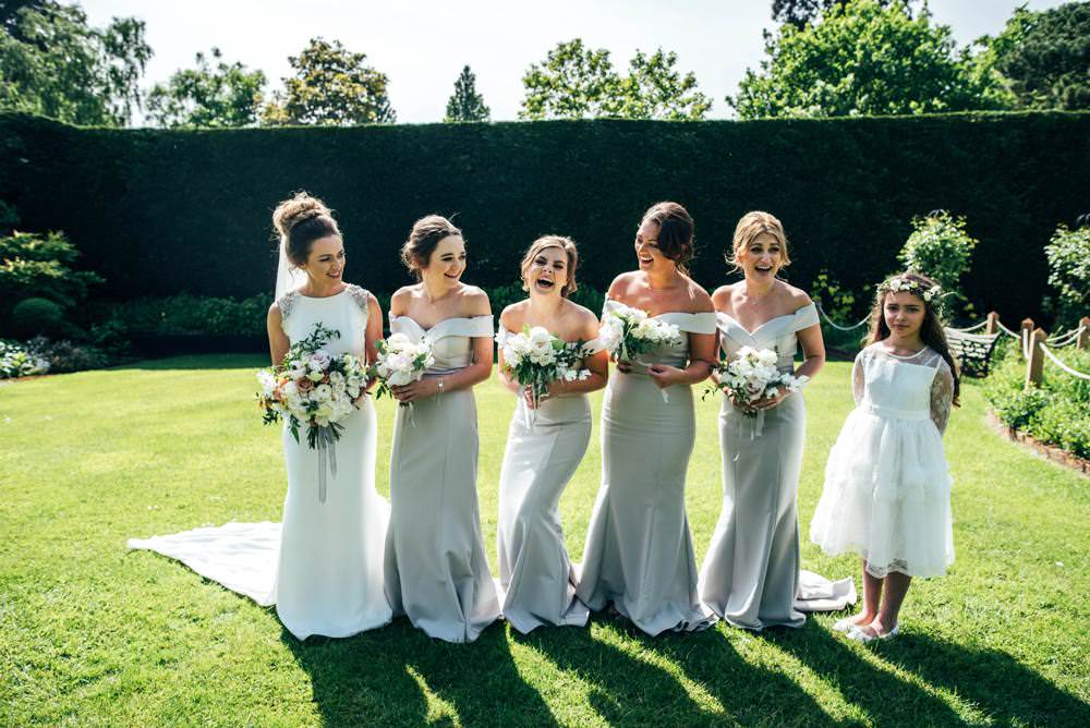 Dove Grey Long Bridesmaid Dresses Warm Welcoming Wedding Three Flowers Photography