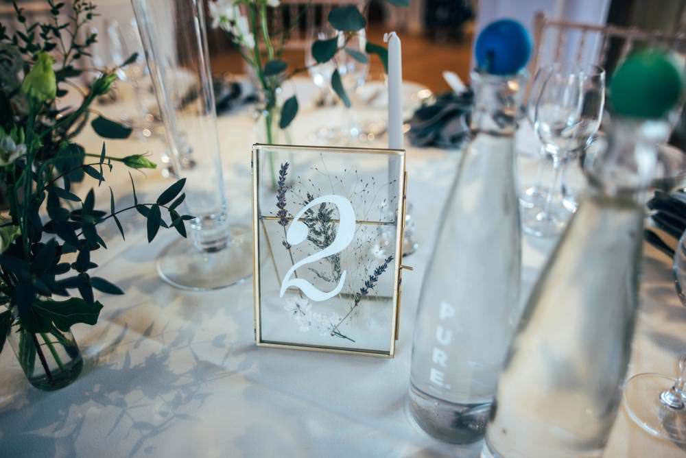Glass Frame Table Number Pressed Flowers Warm Welcoming Wedding Three Flowers Photography