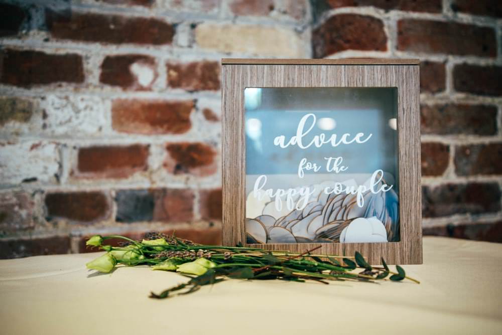 Advice Box Wooden Guest Book Warm Welcoming Wedding Three Flowers Photography