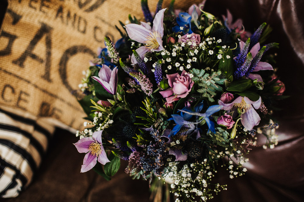 Bride Bridal Pink Purple Rose Gypsophila Bouquet Whimsical Countryside Sperry Tent Wedding Emilie May Photography