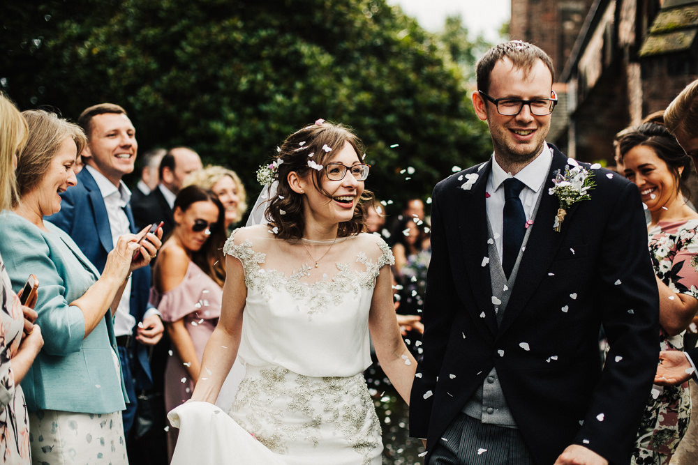 Bride Bridal Enzoani Fitted Wedding Dress Embellished Cap Sleeve Gypsophila Groom Tails Confetti Whimsical Countryside Sperry Tent Wedding Emilie May Photography