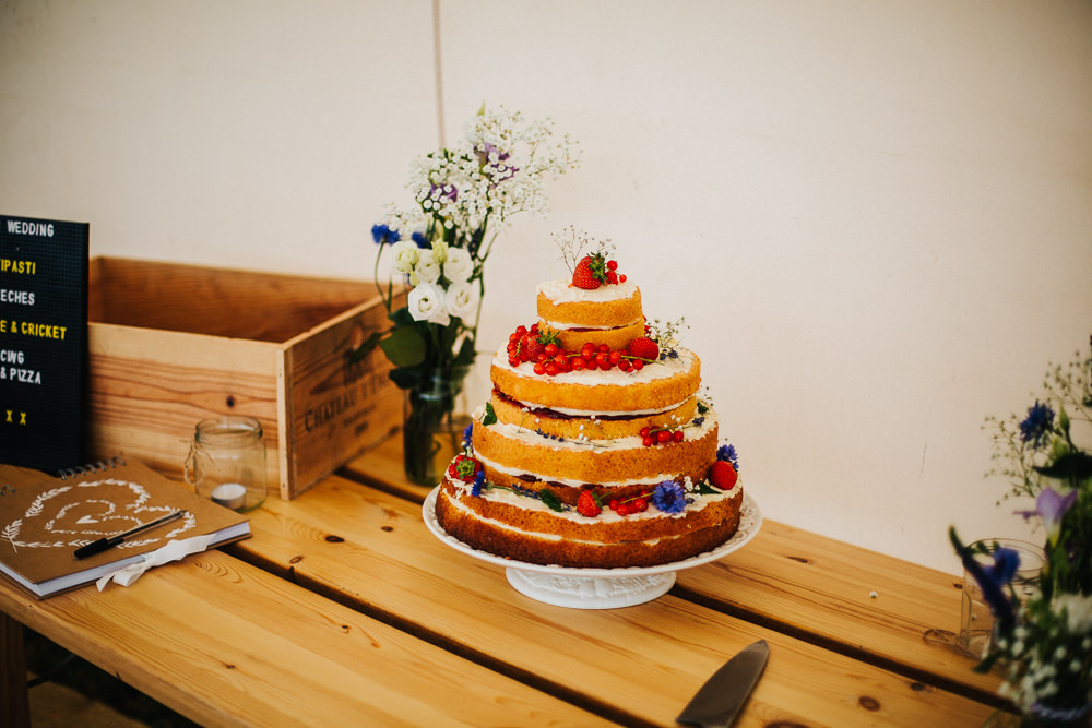Naked Victoria Sponge Cake Fruit Gypsophila Table Crate Jar Whimsical Countryside Sperry Tent Wedding Emilie May Photography