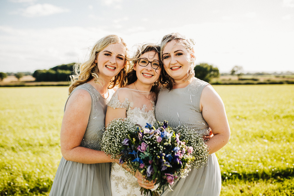 Bride Bridal Enzoani Fitted Wedding Dress Embellished Cap Sleeve Gypsophila Grey Bridesmaids Whimsical Countryside Sperry Tent Wedding Emilie May Photography