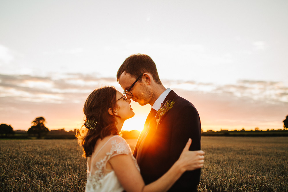 Bride Bridal Enzoani Fitted Wedding Dress Embellished Cap Sleeve Gypsophila Groom Tails Golden Hour Sunset Whimsical Countryside Sperry Tent Wedding Emilie May Photography