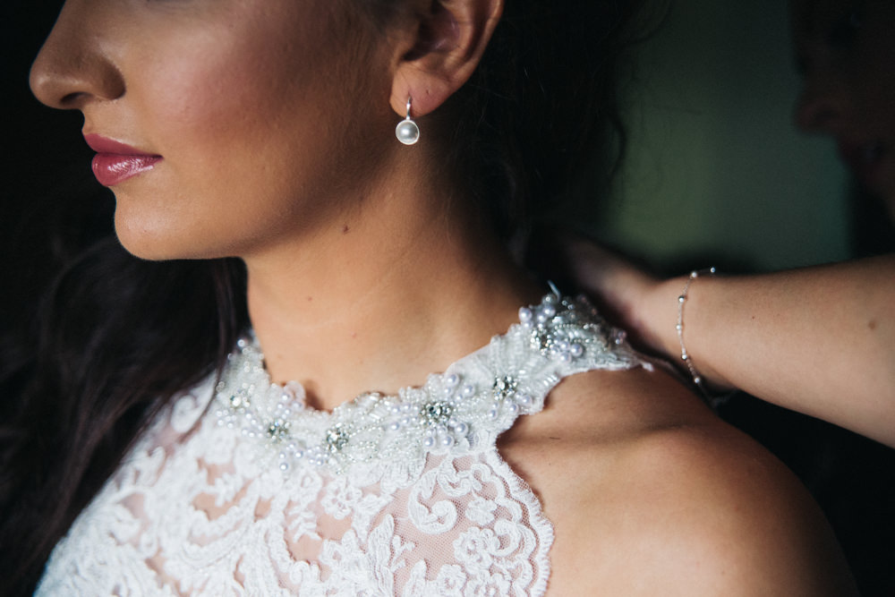 Bride Bridal Make Up Earrings Wray's Barn Whinstone View Wedding Sally T Photography