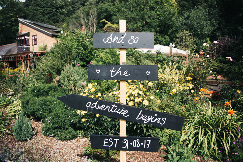 Chalk Board Sign Post Wray's Barn Whinstone View Wedding Sally T Photography
