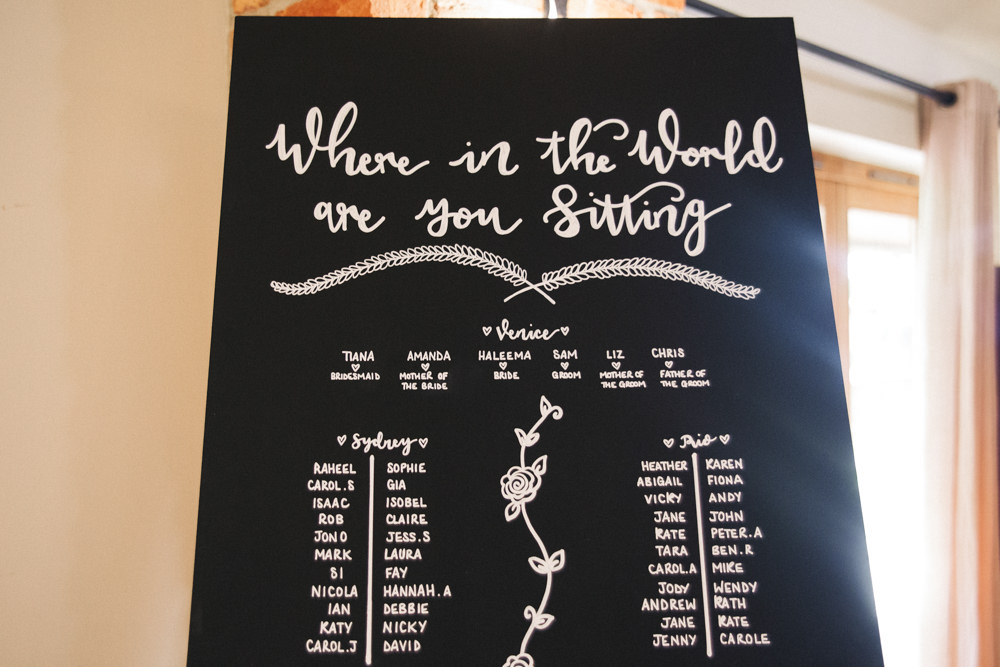 Chalk Board Calligraphy Seating Plan Table Chart Wray's Barn Whinstone View Wedding Sally T Photography