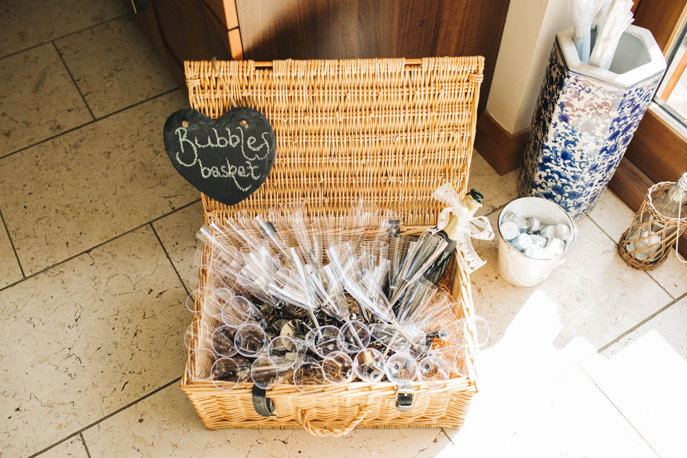 Bubbles Basket Drinks Bottle Glasses Wray's Barn Whinstone View Wedding Sally T Photography