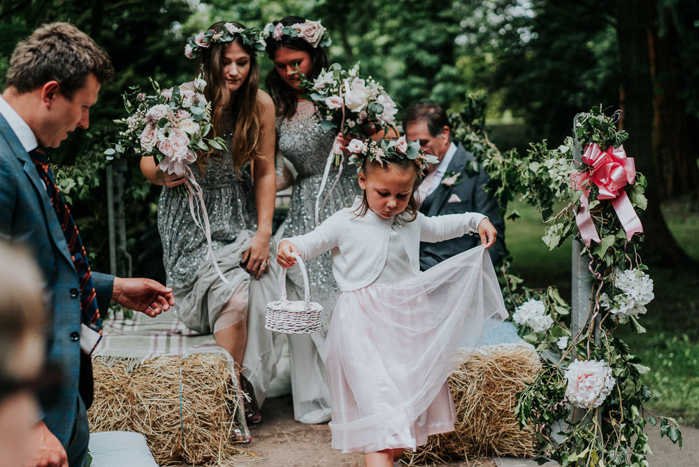Flower Girl Floral Crown Sparkly Sequin Bridesmaids Alrewas Hayes Wedding David Boynton Photography