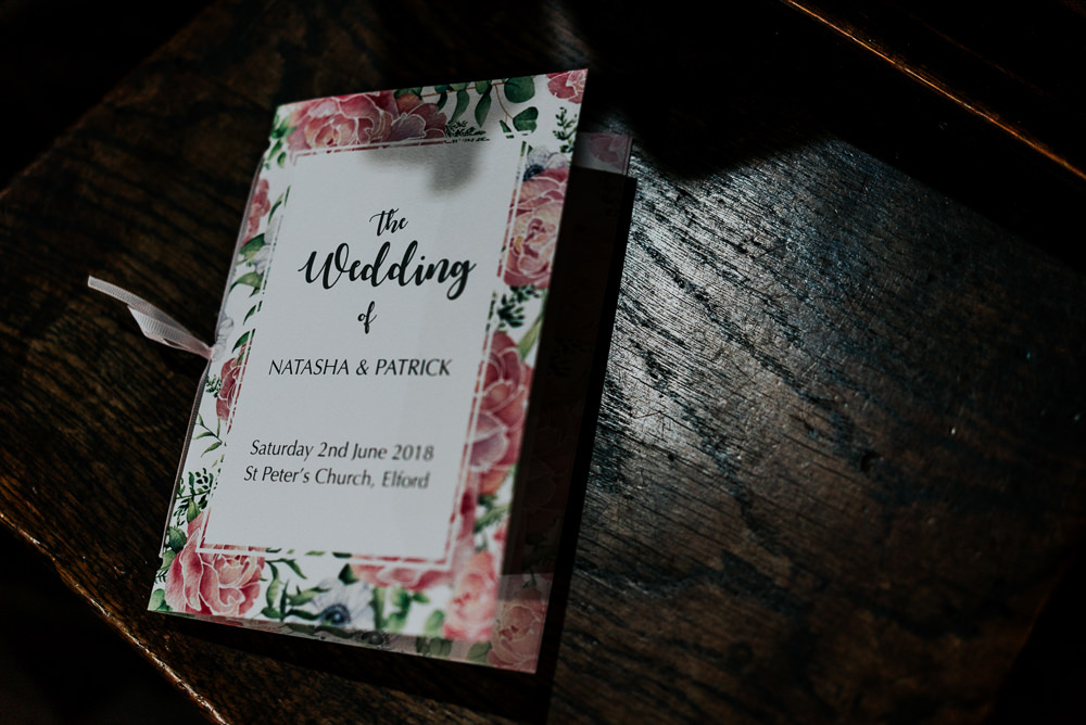 Order of Service Stationery Floral English Rose Alrewas Hayes Wedding David Boynton Photography