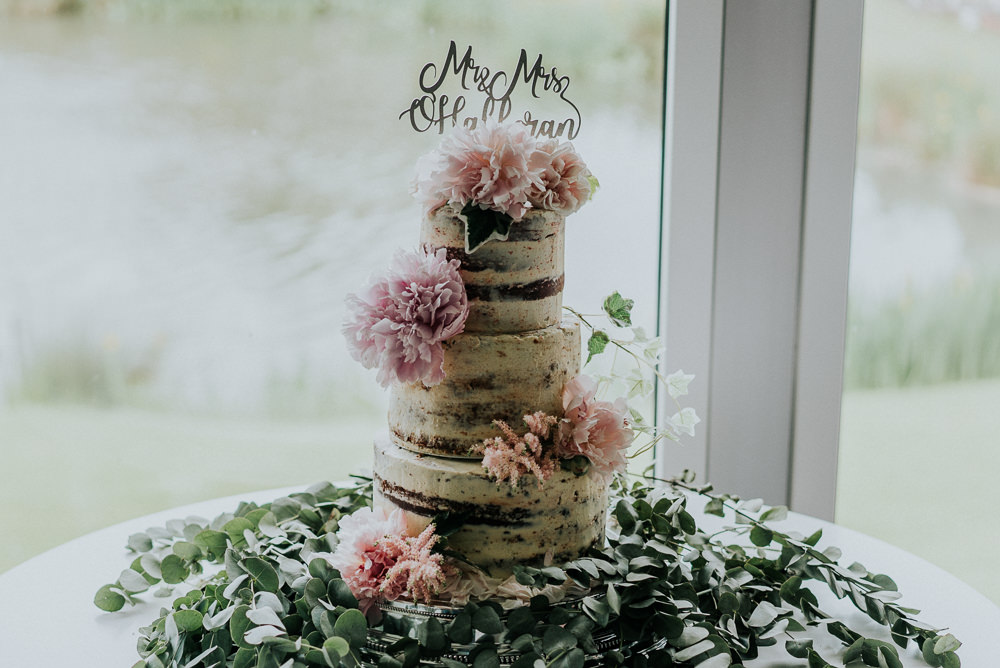 Semi Naked Buttercream Cake Floral Eucalyptus Laser Cut Topper Alrewas Hayes Wedding David Boynton Photography