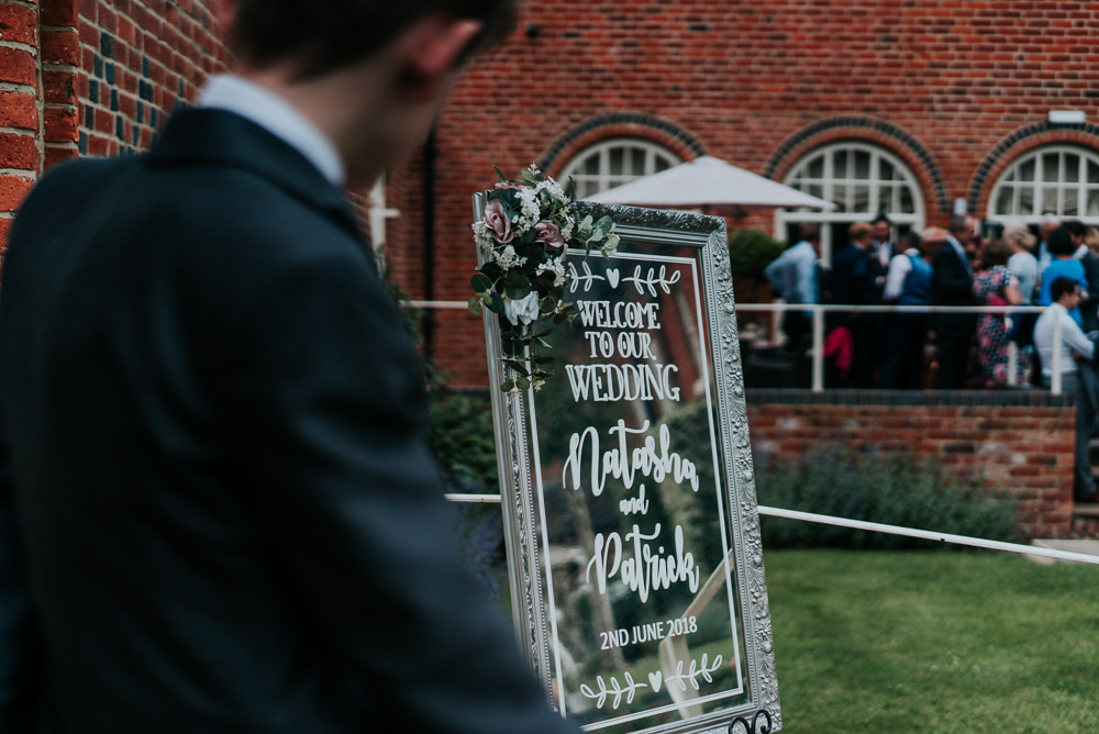 Welcome Mirror Modern Calligraphy Sign Alrewas Hayes Wedding David Boynton Photography