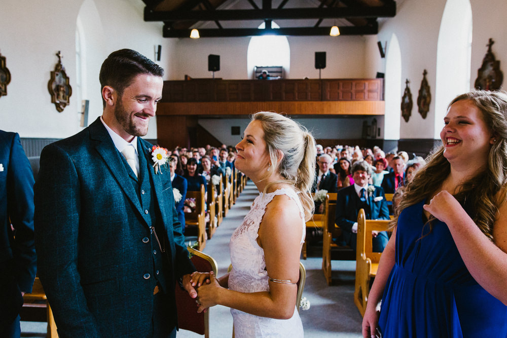 Bride Bridal Grace Loves Lace Dress Halter Neck Long Train Short Front Asymmetric Three Piece Navy Suit Groom Anna Carriga Wedding Honey and the Moon Photography