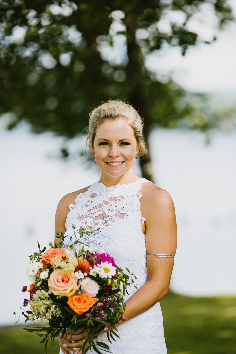 Bride Bridal Grace Loves Lace Dress Halter Neck Multicoloured Bouquet Anna Carriga Wedding Honey and the Moon Photography