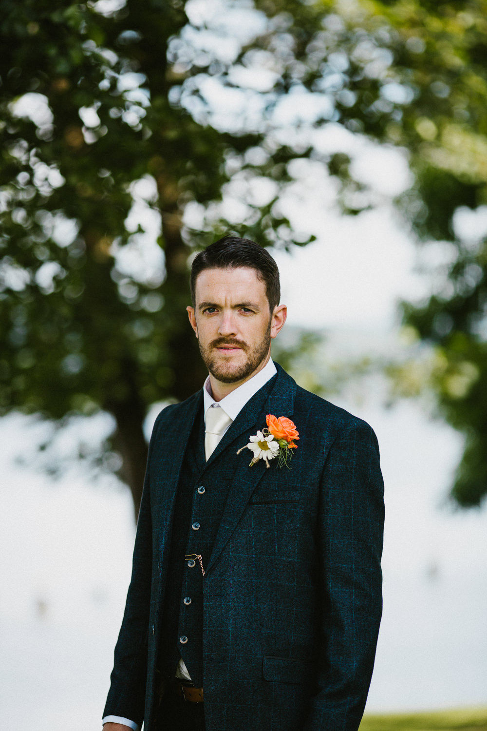 Groom Three Piece Tweed Suit Navy Anna Carriga Wedding Honey and the Moon Photography