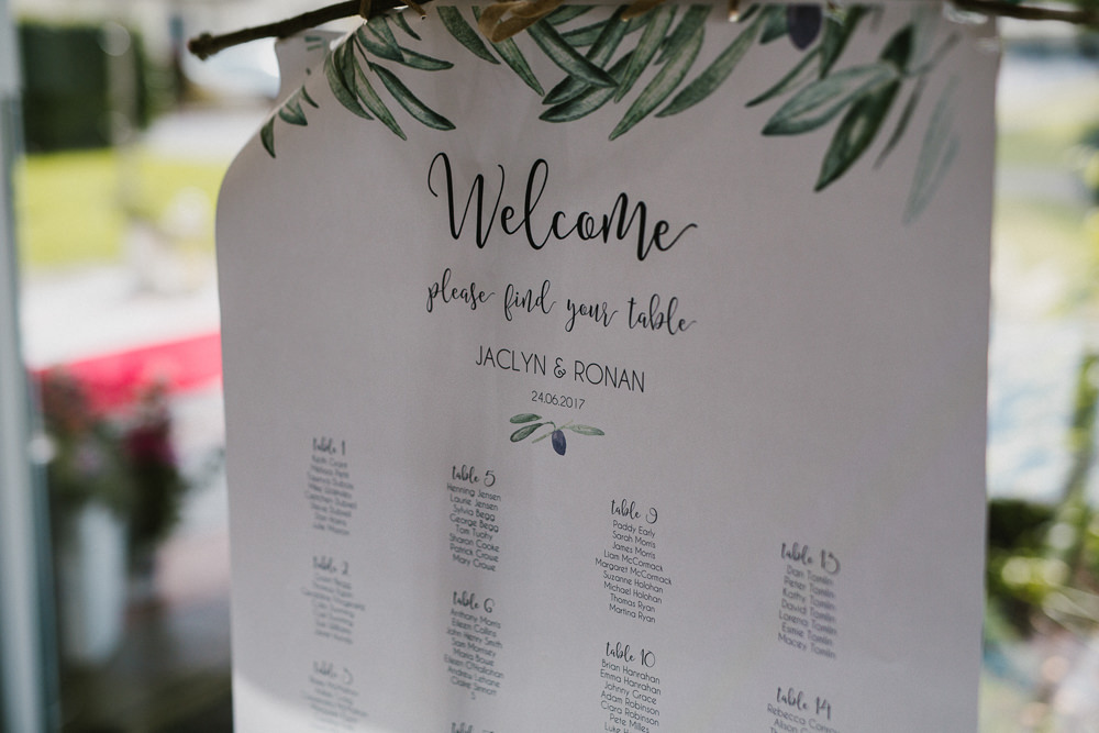Table Plan Seating Chart Greenery Foliage Modern Calligraphy Anna Carriga Wedding Honey and the Moon Photography