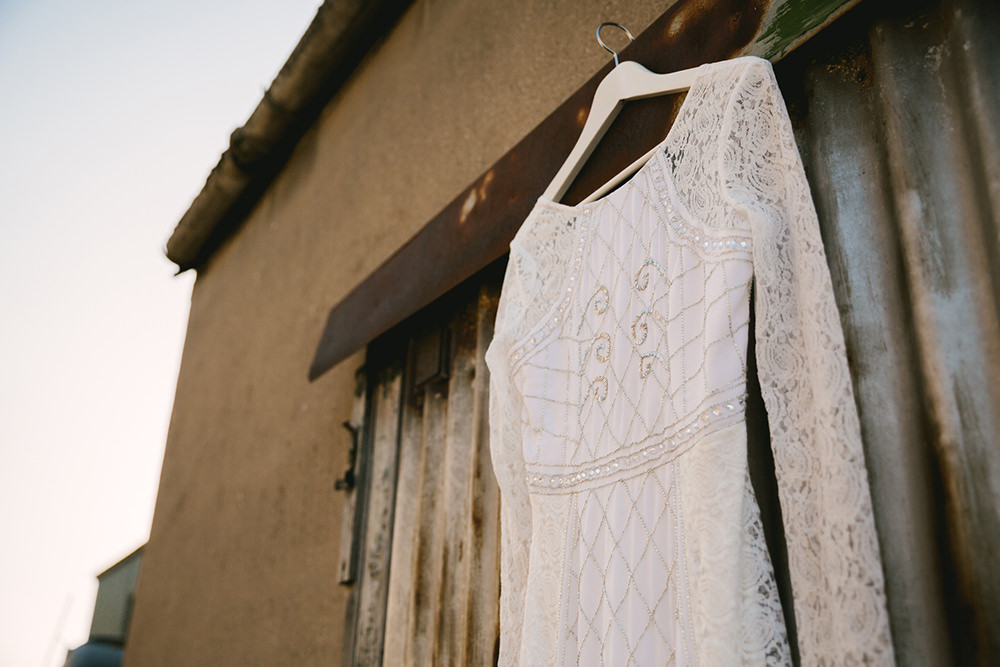 Dress Gown Bride Bridal Boho Bohemian Lace Sleeves Antique Moody Floral Farm Wedding Ideas Jemma King Photography