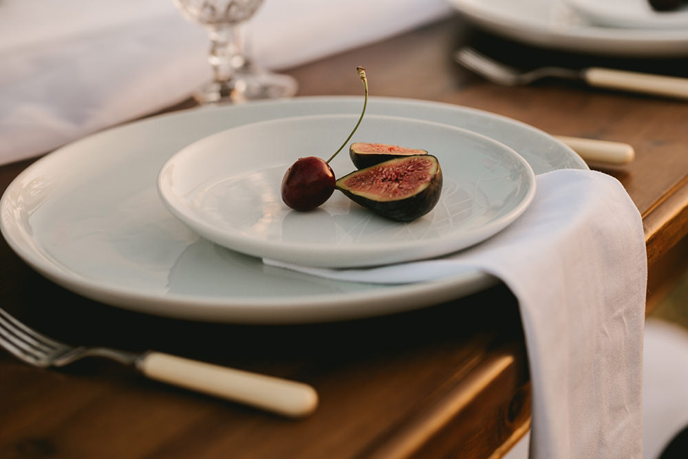 Place Setting Plates Fruit Antique Moody Floral Farm Wedding Ideas Jemma King Photography